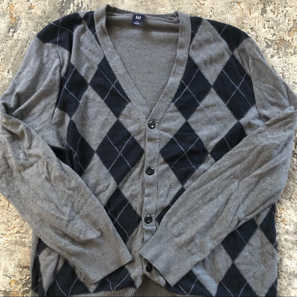 Gap Argyle Cardigan grey and navy blue